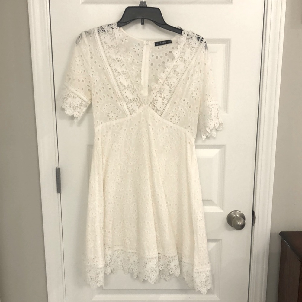 White eyelet lace dress from Shein